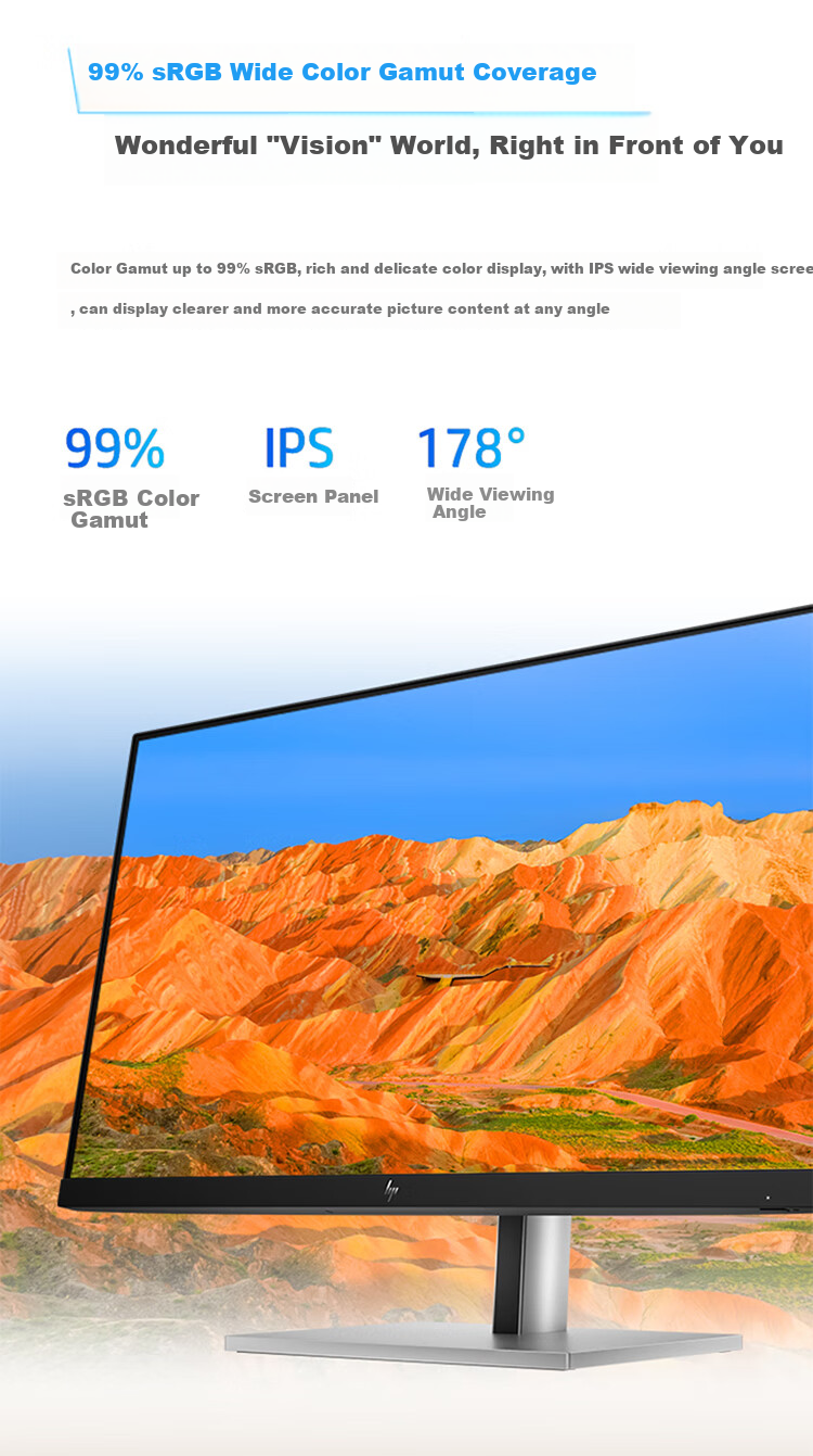 HP E24t G5, 23.8-Inch Low Blue Light IPS High-Definition Monitor, 99% SRGB, Axis Rotation, Left And Right Rotation, Ten-Point Touch Control, National Warranty 3