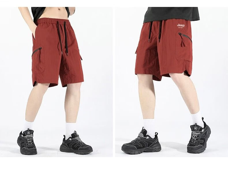JEEP SPIRIT Men's Cargo Shorts, Summer Ice Silk Loose Casual Five-Point Pants, Outdoor Quick-Dry Sports Shorts for Men, Army Green, Size M 8