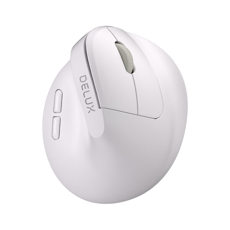 Delux M618Air Lightweight Ergonomic Wireless Dual-Mode Vertical Mouse for Office, Quiet Mouse for Computer, Laptop And Tablet Universal, Ultra-Long Standby Rechargeable White