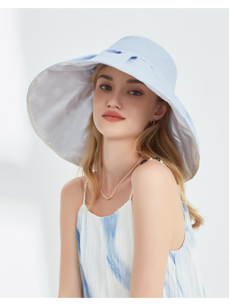 ELLE Sun Hat for Women, Elegant Wide Brim Hat, UV Protection, Face-Slimming Effect, Gift for Girlfriend 16