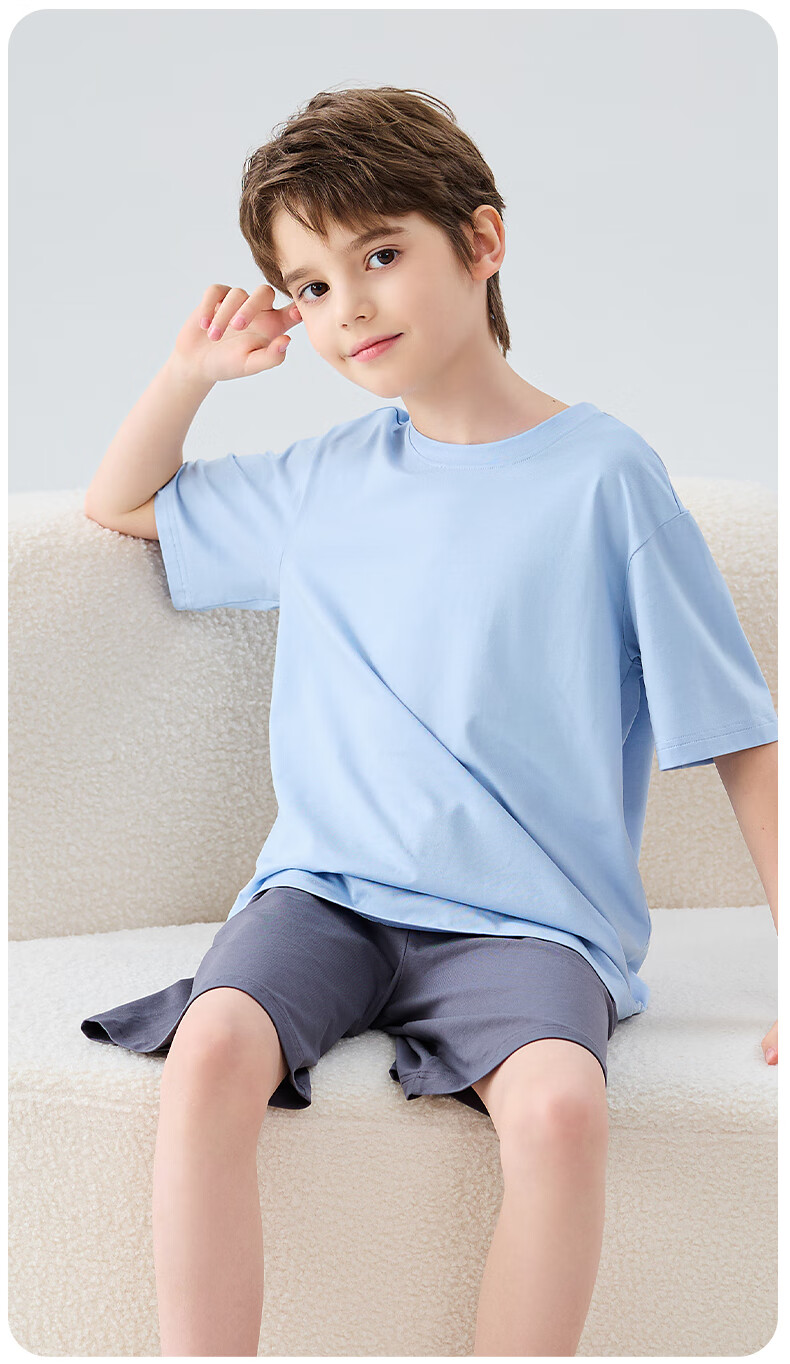 MiiOW Modal Children's Pajamas Loungewear for Boys And Girls Summer Sleepwear Pink Purple 150cm 10