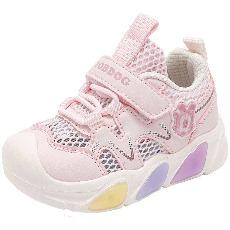 Bobdog Kids Light-Up Shoes Girls Summer Breathable Mesh Baby Walking Shoes 103352145 Sakura Pink Size 23