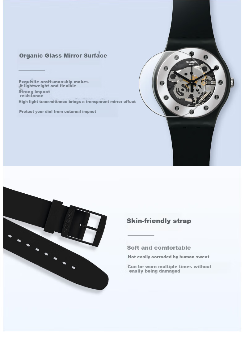 Swatch Swiss Watch, Original Series Skeleton Men's Quartz Watch, Holiday Gift, Christmas Silver Charm 2.0 3