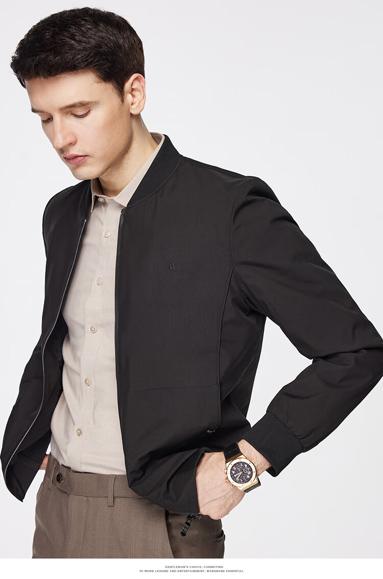FIRS Jacket, Wear-Resistant And Wrinkle-Resistant Baseball Collar Coat for Men, Spring And Autumn Business Casual Short Style, Smooth Breathable Zipper Cardigan Men's Clothing 6