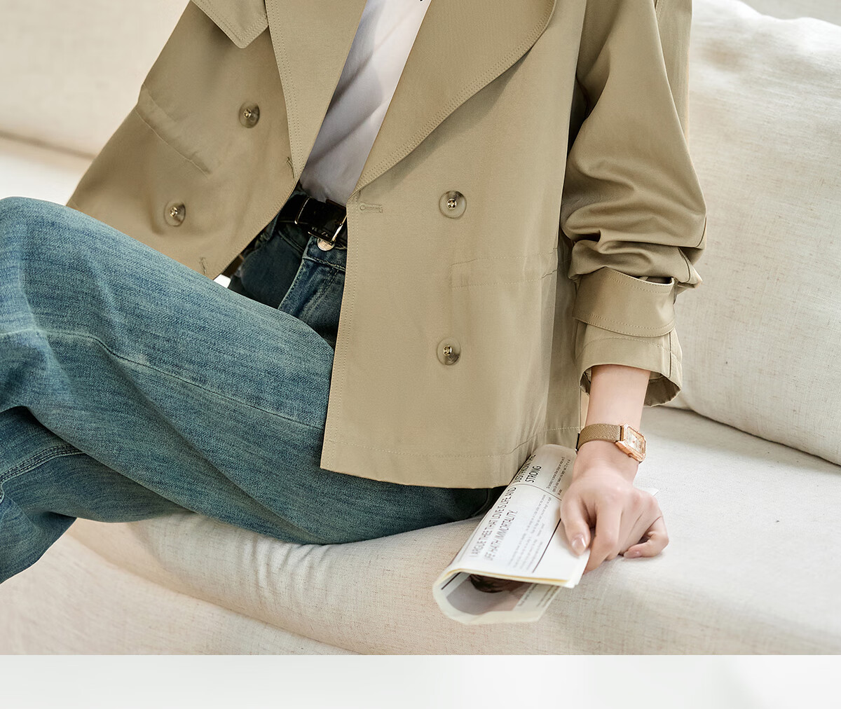 Taxiang British Style Short Windbreaker for Petite Women, Loose-Fitting Short Jacket, Versatile Casual Outerwear for Spring And Autumn, T51D025 4