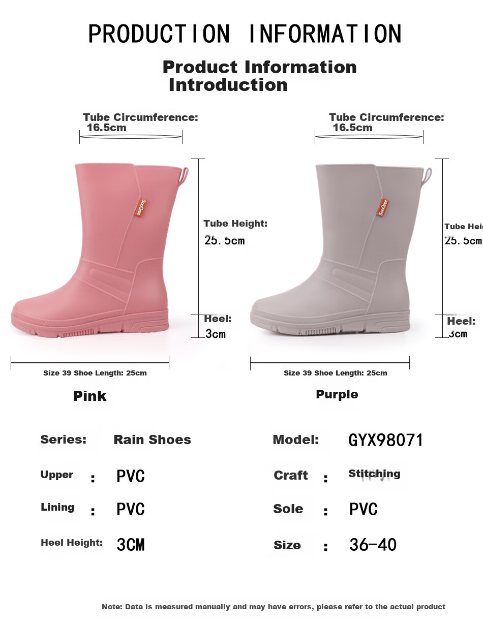 SooGree Mid-Calf Rain Boots for Women, Waterproof Non-Slip Outdoor Fishing Stylish Rain Boots Durable Rubber Shoes 5