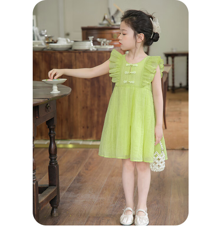 Tutuxiaoxiang Girls' Dress Children's Clothing Dress with Small Flutter Sleeves Princess Dress Mustard Yellow 130 Height Approximately 130cm 17