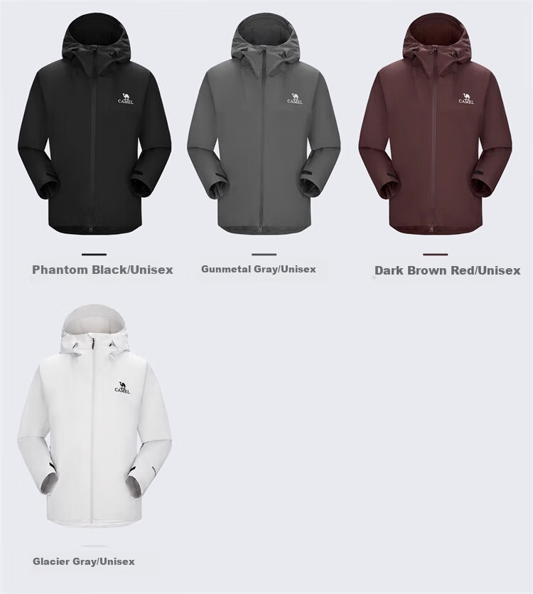 CAMEL [Wang Junkai's Choice], Outdoor Rain God Windbreaker Jacket for Men And Women, Hard Shell, Heavy Rain Level Windproof Waterproof Coat 17