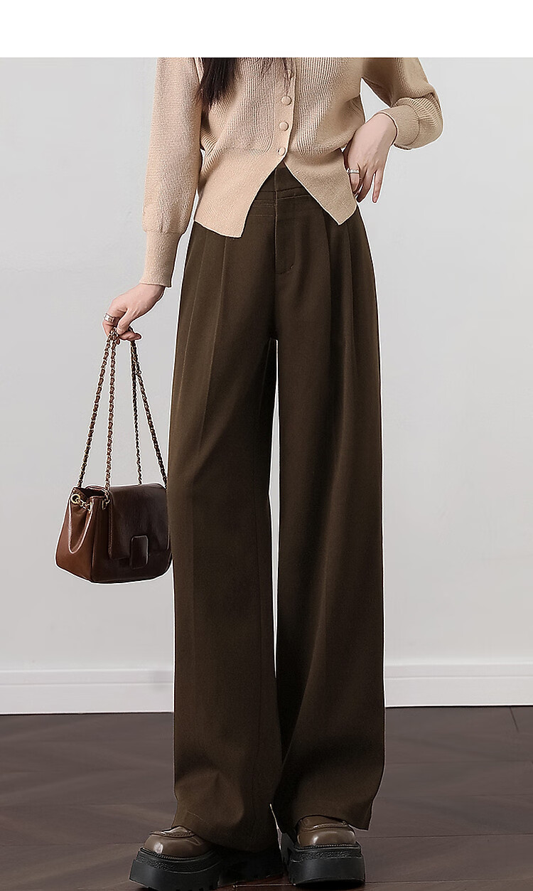 DME "Unconditionally Inclusive Leg Shape" Autumn Minimalist Design Patchwork Pleated Hem Decorative Button Straight Tube Concealed Meat Casual Pants 8