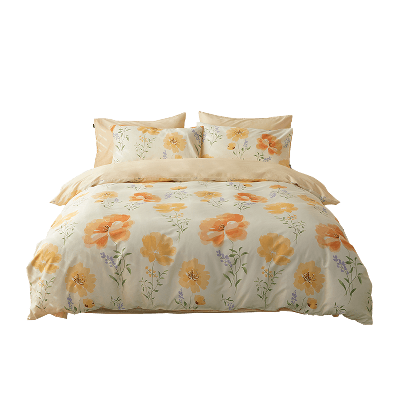 Dohia Home Textile Pure Cotton Three-Piece Set, Single Dormitory 100% Cotton Bed Sheet Duvet Cover Bedding Set, 1.2 Meters, 152*218cm