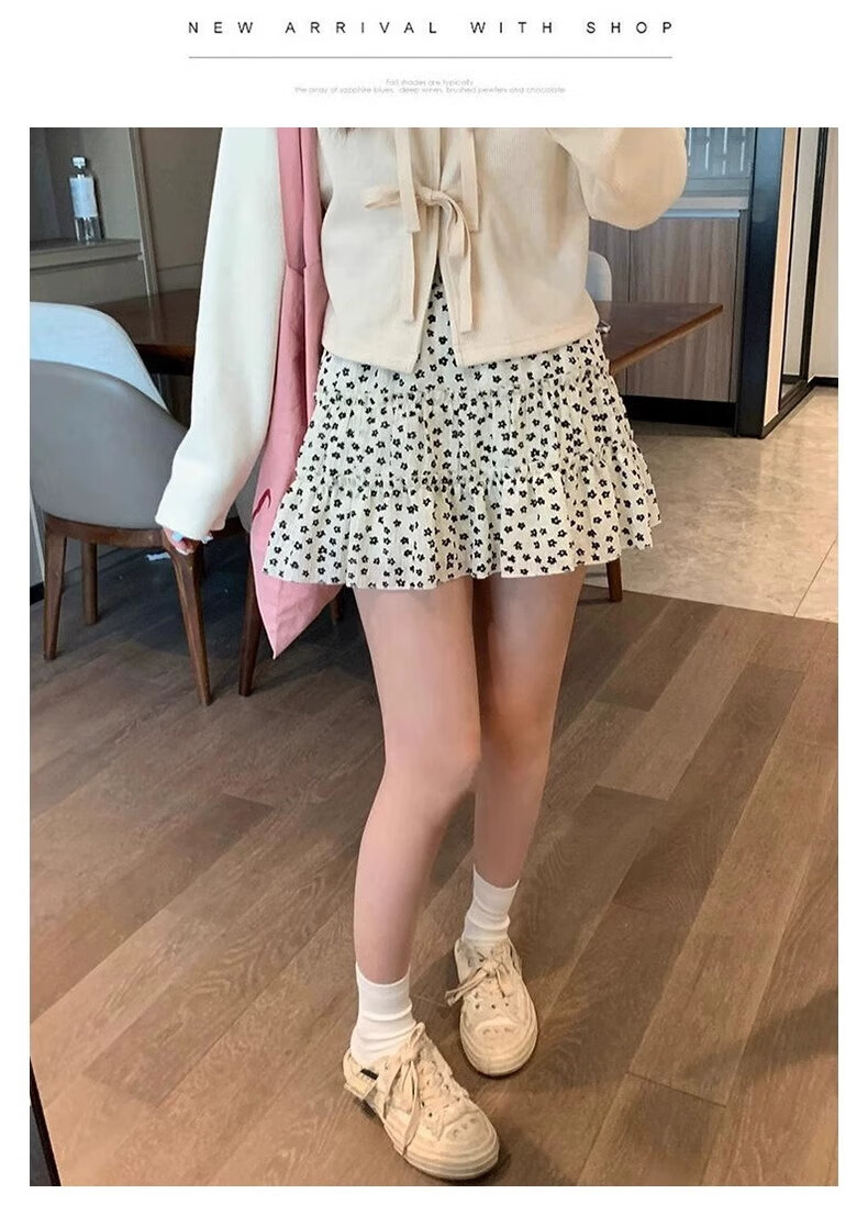 LangSha Black Floral Print Skirt for Women, Summer 2025 New A-Line Slimming Midi Skirt, Petite Ballet-Style Cake Skirt 6