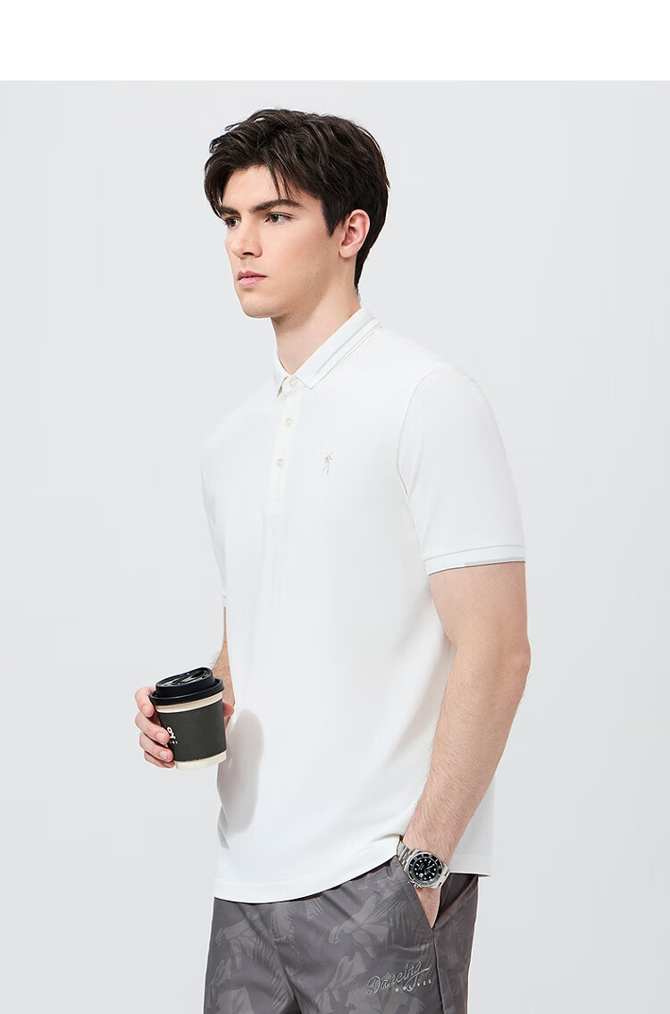 DANCING WOLVES [Mulberry Silk] Cool And Breathable Summer Commute Men's Short-Sleeve POLO Shirt, 001 Black, 2XL (185) 9