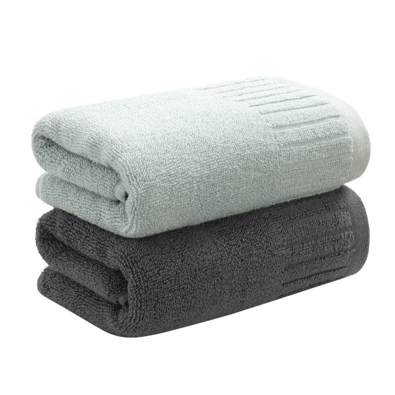 GGT Pure Cotton Towel for Bathing And Face Washing, Soft And Absorbent, Adult Home Use, All-Cotton, for Women And Men, Hand Towel, White And Green + Carbon Removal
