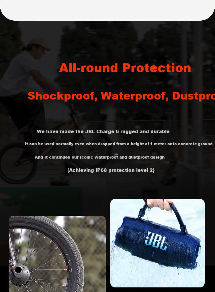 JBL CHARGE6 Music Impact Wave Sixth Generation, Portable Bluetooth Speaker, Outdoor Dustproof And Waterproof Sound System, Independent Tweeter, Birthday Gift, Navy Blue 5