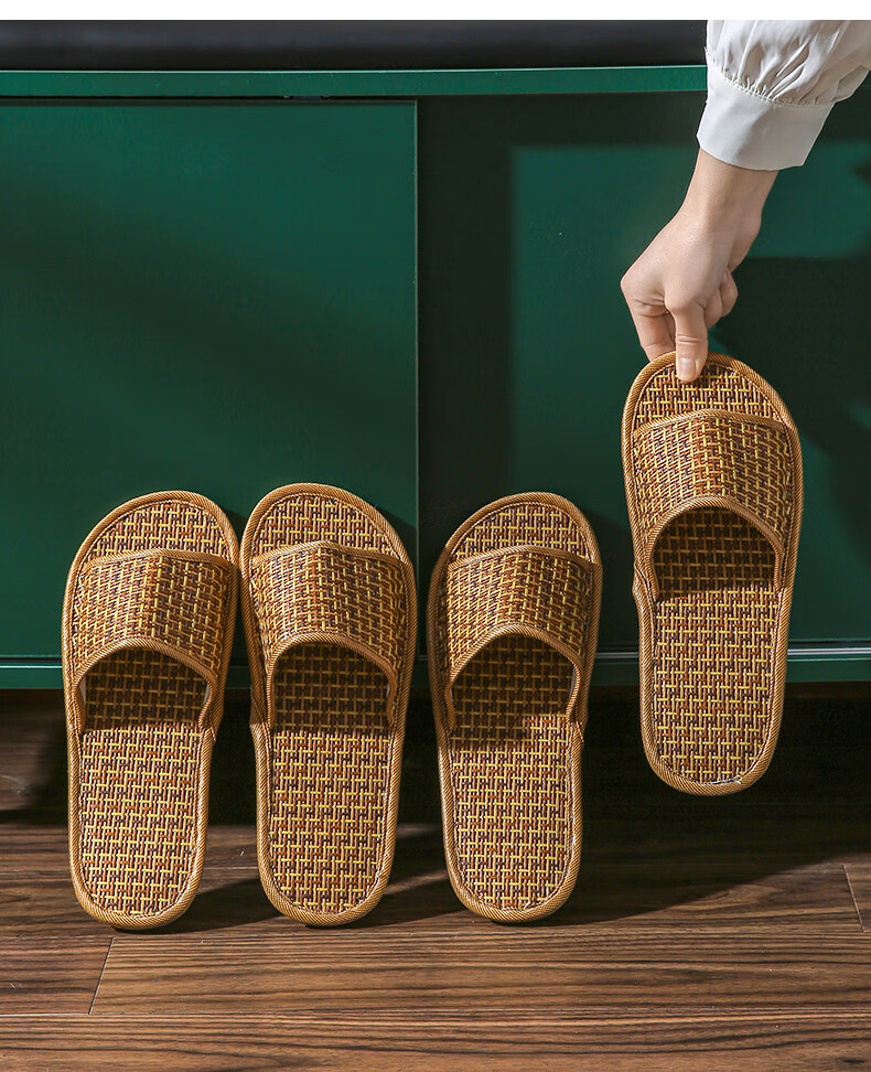 FOOTOPPO Bamboo Rattan Summer Slippers Men Indoor Woven Bamboo Rattan Slippers Women Summer Bamboo Rattan Woven Slippers for Men 4