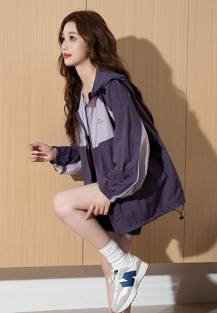 TonLion 2026 Women's Hooded Contrasting Color Patchwork Jacket, Workwear Coat, Simple Women's Outerwear, Casual Cardigan for Wome 1
