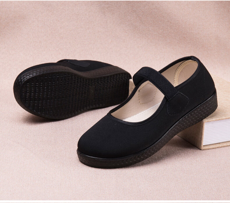 Yuzhaolin Women's Flat Hotel Black Work Service Waiter Restaurant Hotel Etiquette Dance Old Beijing Cloth Shoes Y2S-1010 Size 36 10