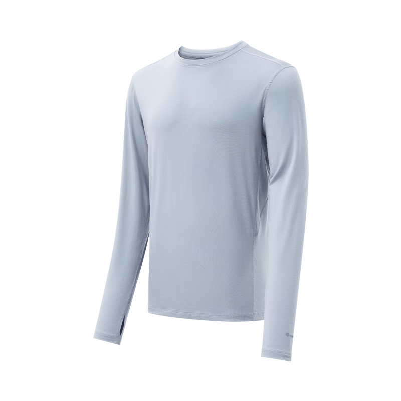 JD Original Base Layer Deodorizing Wool Long-Sleeve Men's Outdoor Sports T-Shirt, High-Elasticity Warm Underwear, Light Mist Gray, 2XL