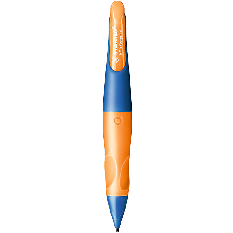 STABILO Mechanical Pencil, 1.4mm Lead, for Elementary School Students, Automatic Retractable Tip, Children's Posture-Correcting, HB Blue And Orange B-46905