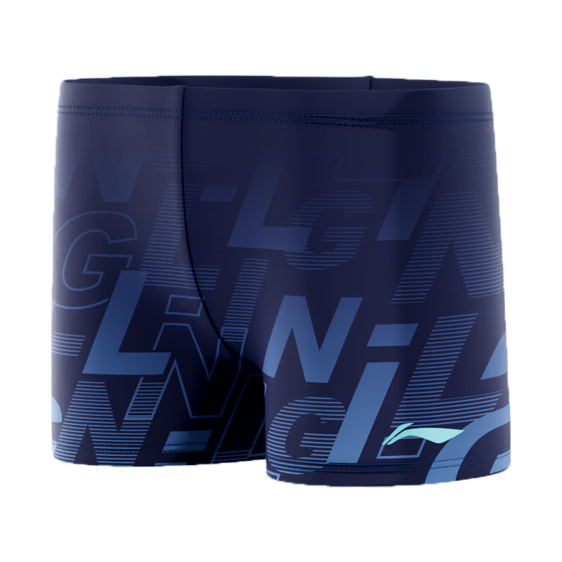 Li-Ning Children's Swim Trunks, Boys' Youth Professional Training Boxer Swim Shorts, Hot Spring Swimming Equipment, 0122 Dark Blue, Size 150