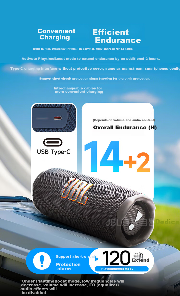 JBL FLIP7 Music Kaleidoscope Seventh Generation, Bluetooth Speaker, Outdoor Sound System, AI Audio Enhancement, Racing Speaker, Graduation Gift for College Students, Black with Orange 6