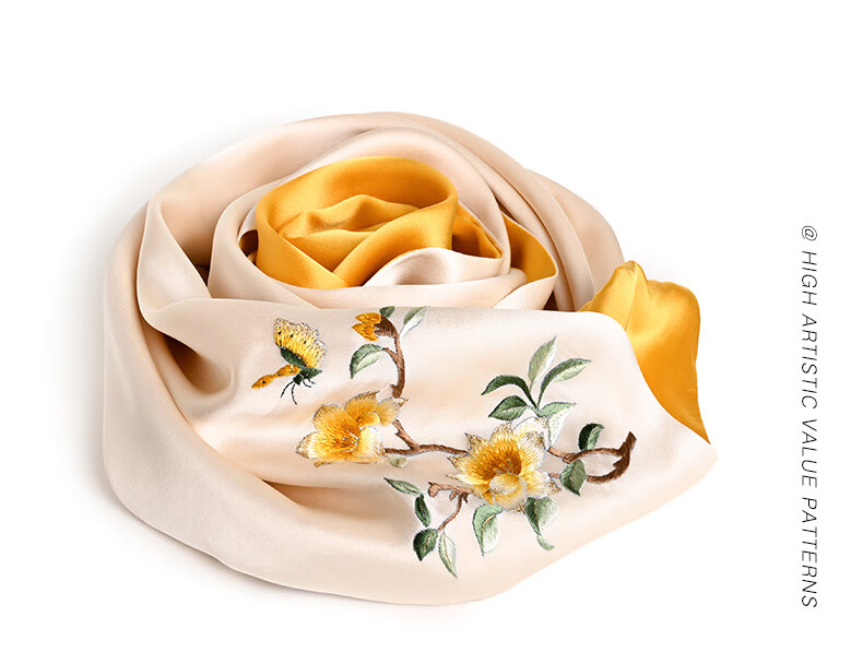 Hangsilk Road Mulberry Silk Scarf and Suzhou Embroidery Brooch Set Birthday Gift Box for Women Mother's Day High-End Gift 19