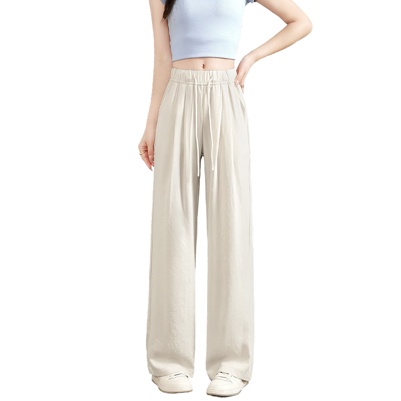 Free Style Wide-Leg Pants for Women Summer Thin 2026 New High Waist Slim Loose Draped Ice Silk Cool Casual Trousers