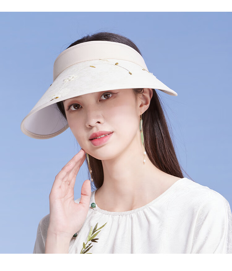 Shanghaigushi Sun Protection Hat for Women, Spring And Summer Visor Outdoor Casual UV-Resistant Sun Hat with Embroidery And Wide Brim 23