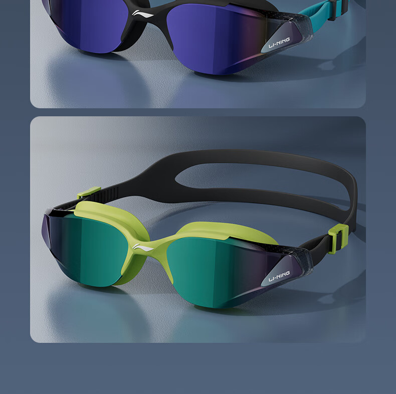 Li-Ning Swimming Goggles for Men And Women, Stylish Comfortable Coated Swimming Glasses, High-Definition Waterproof Anti-Fog Swim Glasses 2793 Blue And Black 12