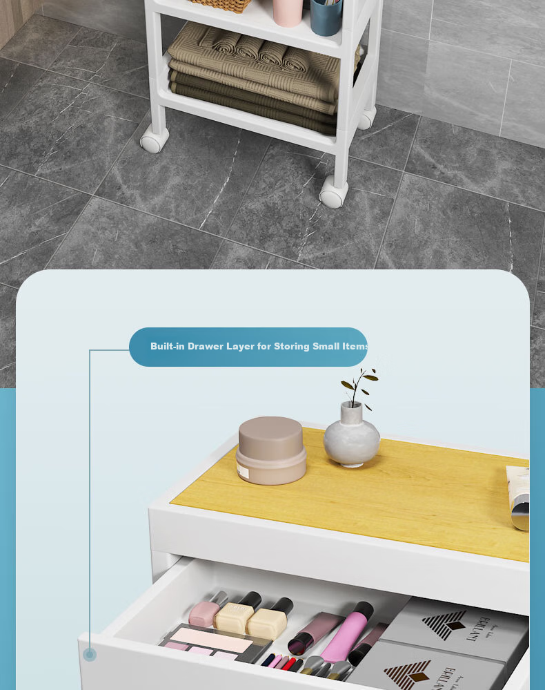 Leaijia Storage Rack, Multi-Tier Floor-Standing Bathroom Shelf, Kitchen Organizer with Drawers, Storage Cart, Shelving Unit 6