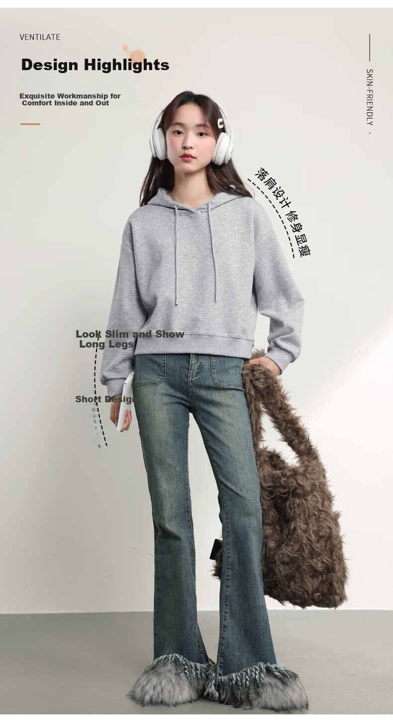 MJ STYLE Fashion Casual Women's Outfit, Spring And Autumn 2026 New Style, Solid Color Skin-Friendly Comfortable Sportswear Series, Complete Set of Hoodie And Sweatpants 4