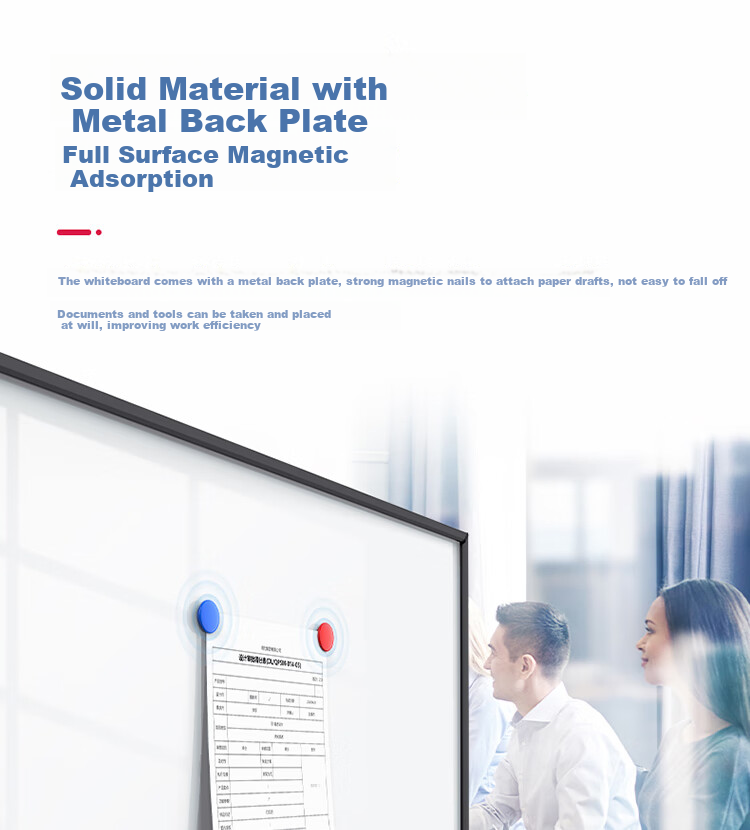 Deli 120*90cm Aluminum Frame Magnetic Hanging Tempered Glass Whiteboard, Office Meeting Writing Board Blackboard, Includes Whiteboard Eraser, Whiteboard Markers, Magnetic Pins 50051 12