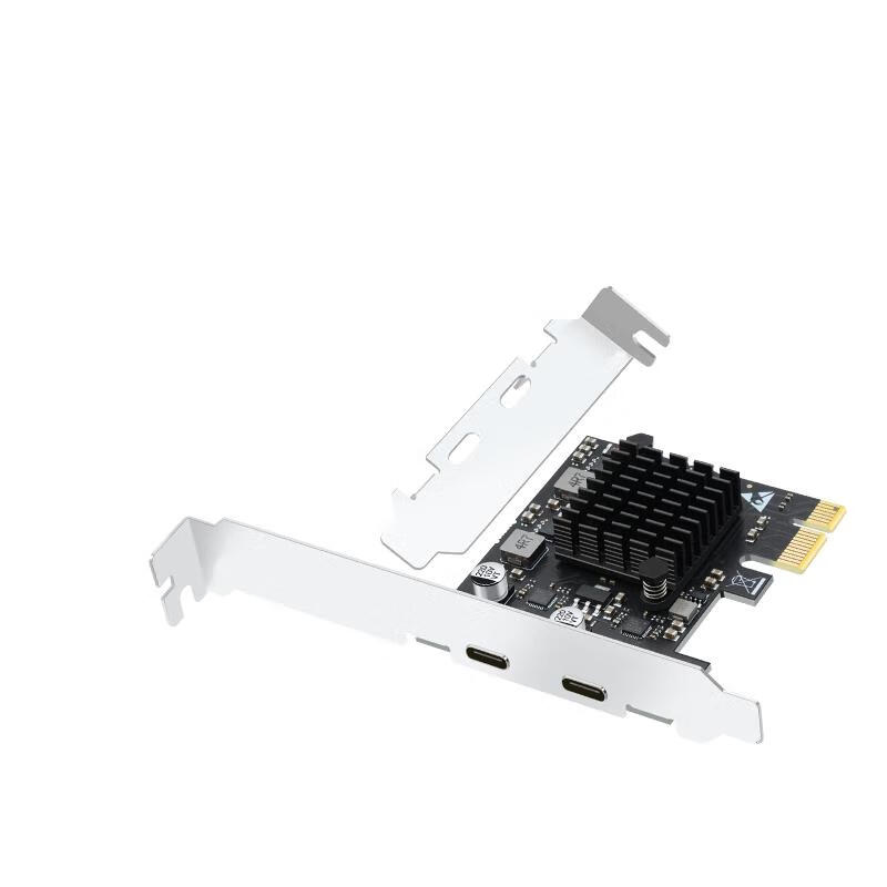 EB-LINK PCIE to Dual Type-C Expansion Card, High-Speed Dual-Port Desktop Computer Internal TypeC Adapter Card, Independent Power-Free, Supports Small Cases