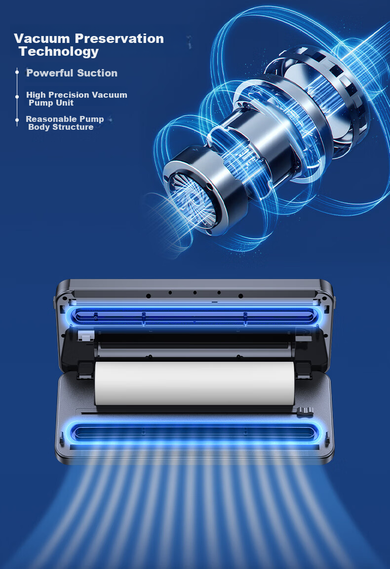 PAKCHOICE Vacuum Sealer Machine for Commercial And Home Use, Food Packaging Machine, Automatic Vacuum Sealer, Wet And Dry Dual-Use, Cured Meat Vacuum Preservation Packing Machine with Cutter, Bag Storage Available 7