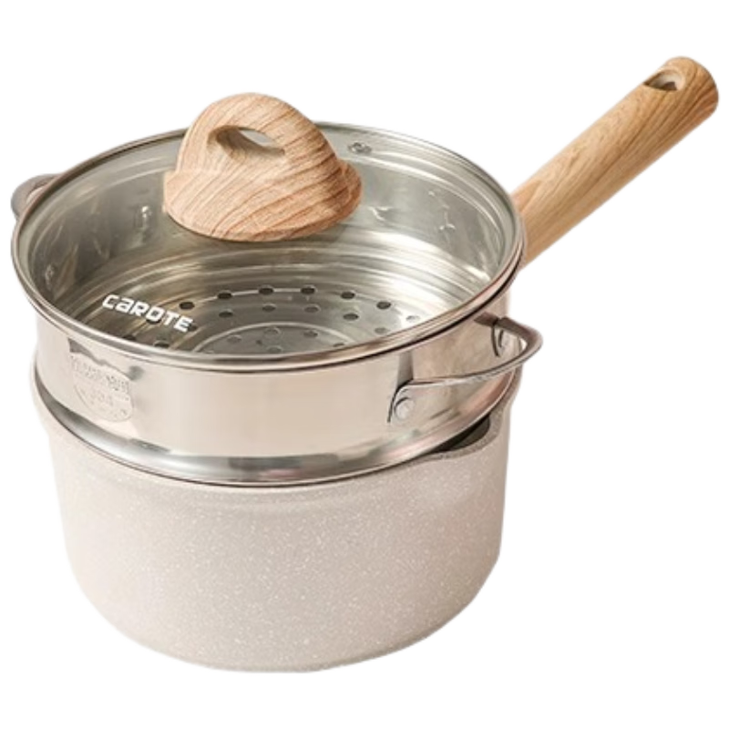 CaROTE Maifanshi Small Milk Pot, Baby Food Pot, Infant Frying And Cooking All-In Pot, Non-Stick Titanium Pot, Home Use Noodle Pot, 20cm Set