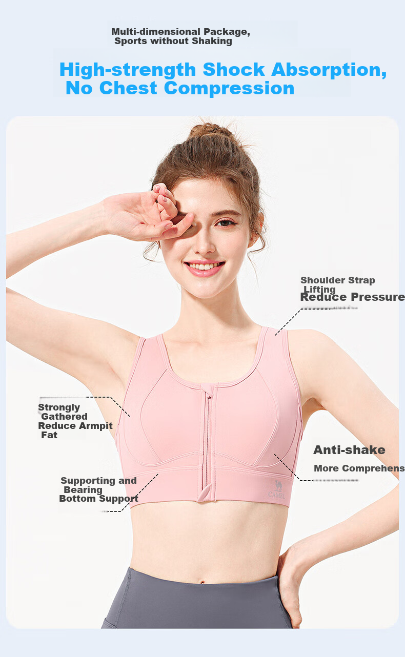 CAMEL Quick-Dry Sports Bra for Running And Fitness, One-Piece Tank Top Y25BAWL6003 Phantom Black L 6