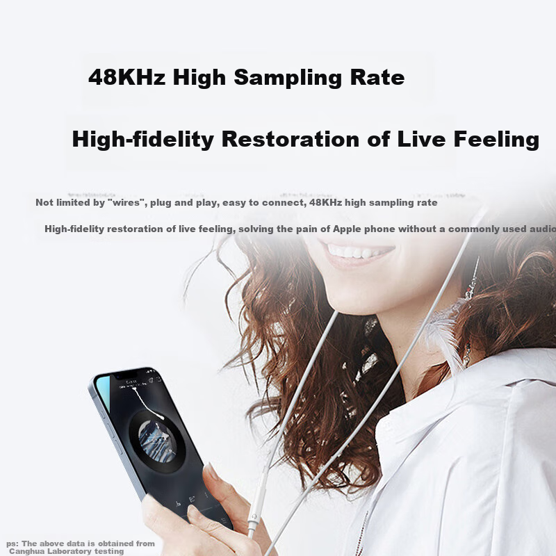 CangHua Apple Headphone Adapter Voice Version, Lightning to 3.5mm Audio Converter, Apple Wired Headphone Adapter Cable, Suitable for IPhone And IPad