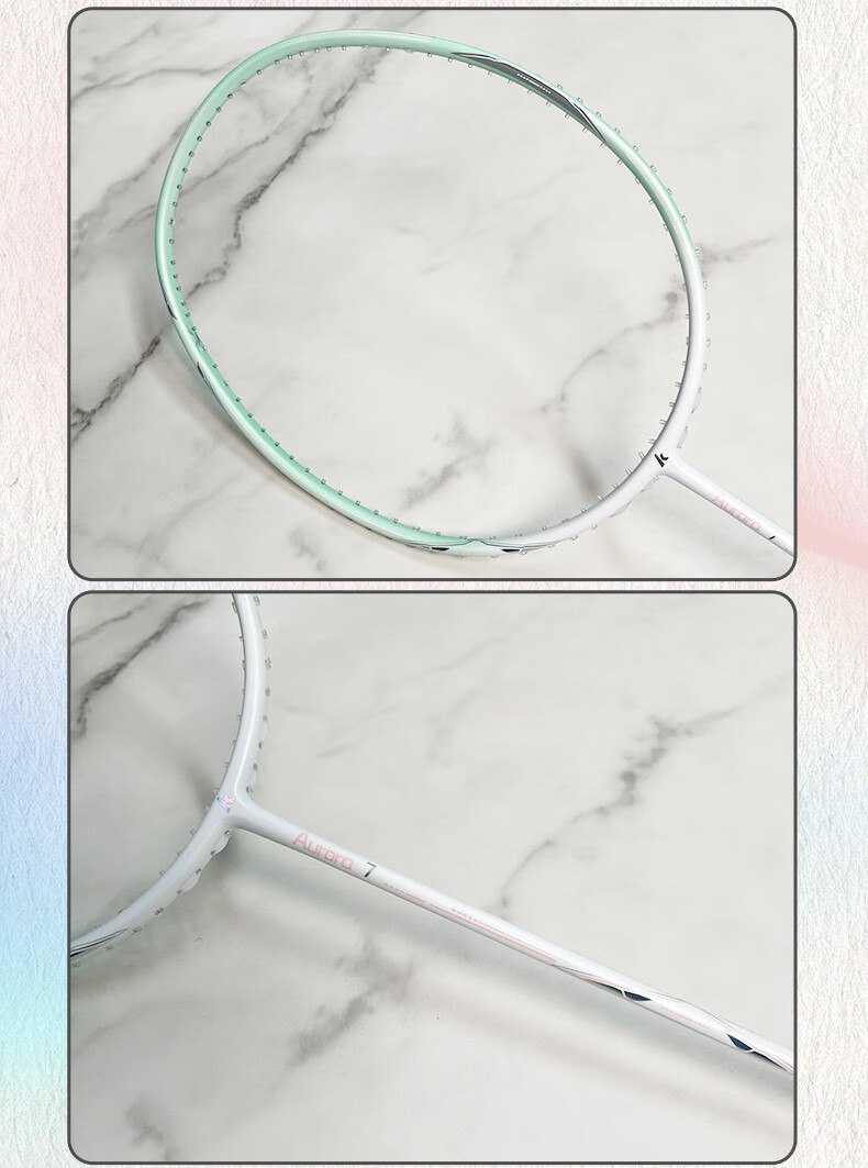 KAWASAKI Aurora 60S Full Carbon 5U Ultra-Light High Tension Offensive Professional Advanced Badminton Racket White with 26 lbs String Tension 21