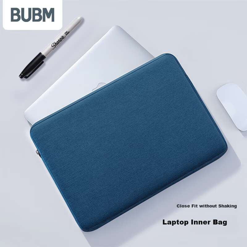 BUBM Laptop Sleeve, Fleece-Lined Shock-Absorbing Inner Lining Storage Bag, Laptop Protective Case, Dark Green, 15.6 Inches
