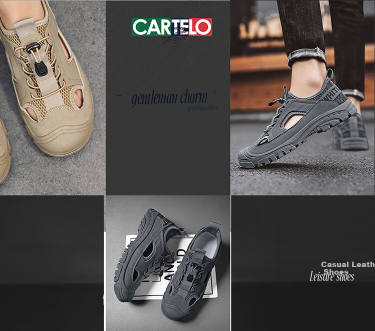 CARTELO Men's Sandals, Summer Breathable Hole Shoes, Men's Outdoor Beach Shoes, Closed-Toe Slippers for Me 2