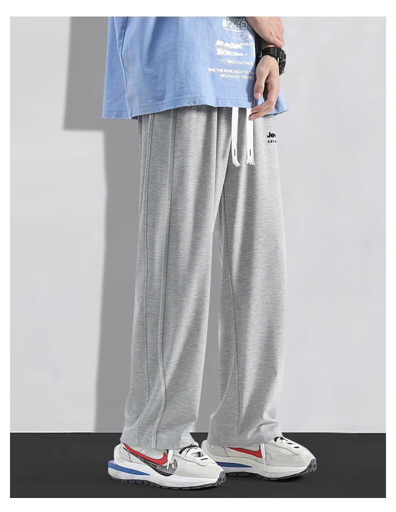 JEEP SPIRIT Men's Sweatpants for Spring And Autumn, Loose Wide-Leg Trousers, Versatile Comfortable Casual Pants, Long Pants for Men, Black 4XL 12