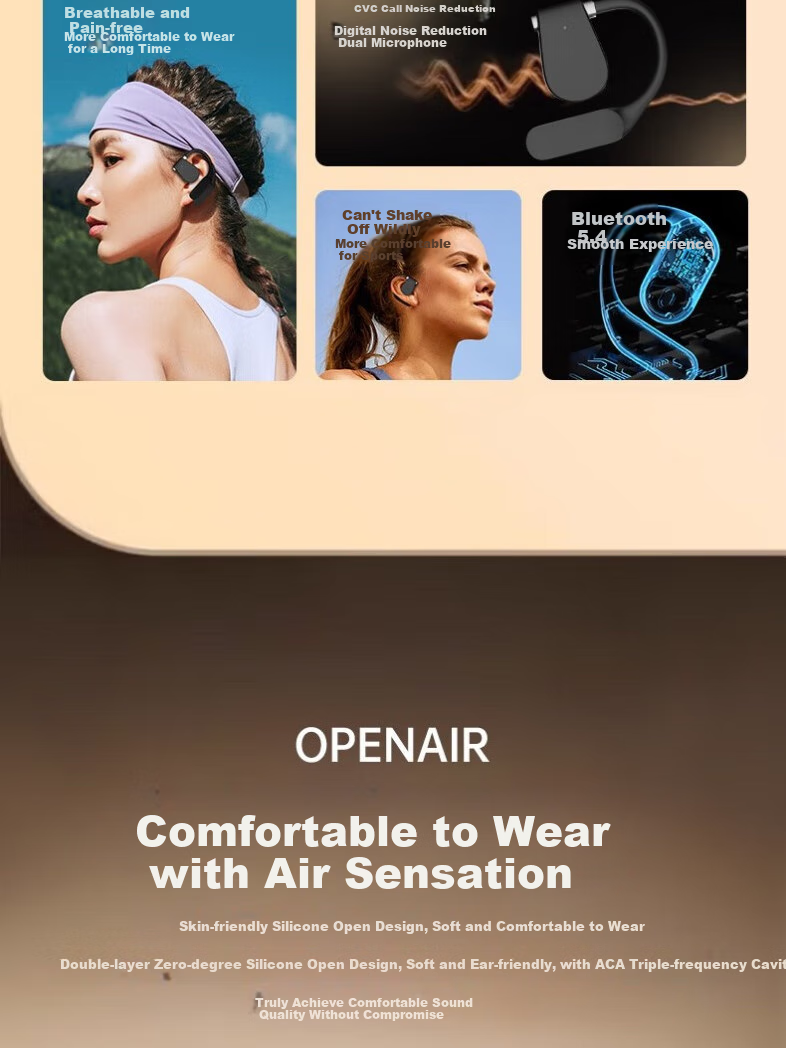 MICROKIA [Ultra-Audio | Cloud-Like Comfort] Bluetooth Headphones, Over-Ear Bone Conduction Concept, Wireless Non-In Open Design, Long Battery Life, Commuter And Sports Headphones 4