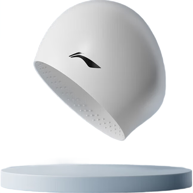 Li-Ning Swimming Cap for Men And Women, Large Size with Ear Protection And Long Hair Protection, Comfortable Non-Binding Waterproof Silicone Adult Swim Cap 4122 White