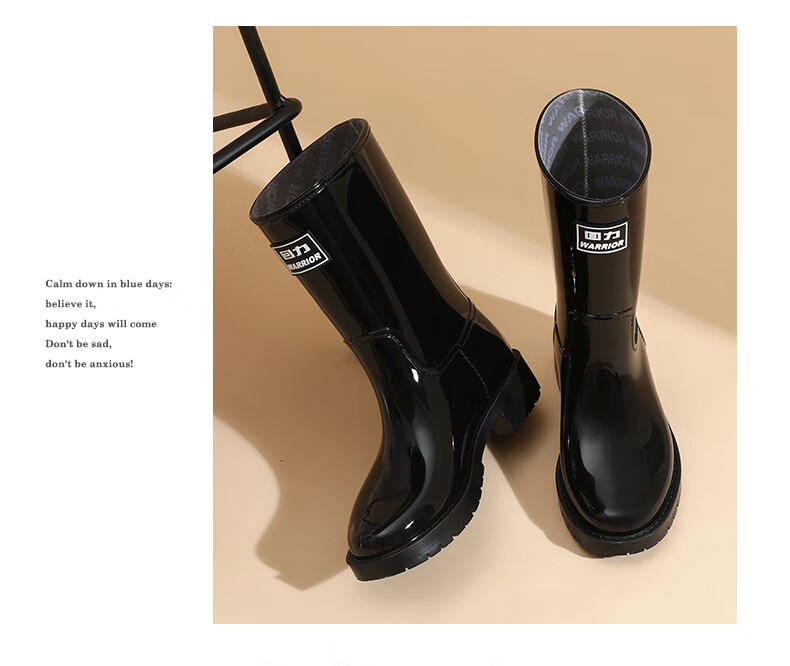 Warrior Women's Mid-Calf Waterproof Non-Slip Outdoor Rain Boots Fashion Short Durable Rain Shoes Size 37 15