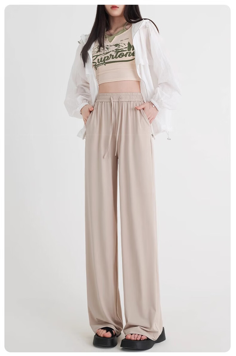 LangSha Ice Silk Wide-Leg Pants Women Summer Thin High-Waist Sun-Protective Slim Loose Straight-Leg Mosquito-Repellent Casual Trousers 20