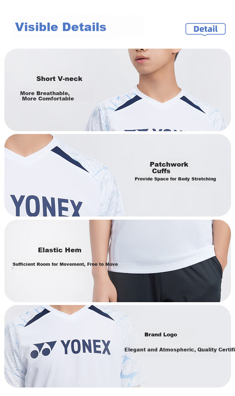 YONEX Badminton Shirt for Women, Quick-Dry Short-Sleeve Sports Top, Professional Competition Uniform, 210015BCR White O 3