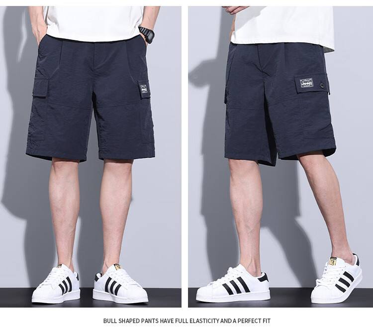 JEEP Ice Silk Workwear Five-Point Casual Shorts for Men, 2026 Summer Thin Loose Straight-Leg Cool Mid-Length Pants for Me 14