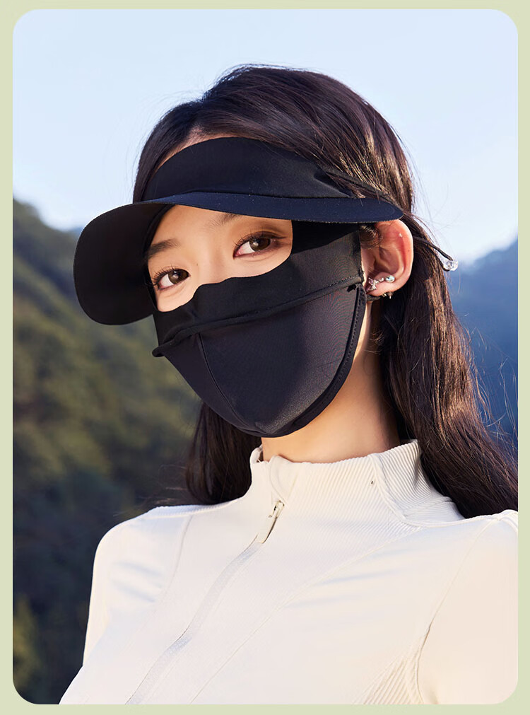Nanjiren 2025 New Black Vinyl Sun Protection Hat for Women, Open-Top UV Shield Face Mask Sunshade Hat, Fashionable Summer Sun Hat for Women 13