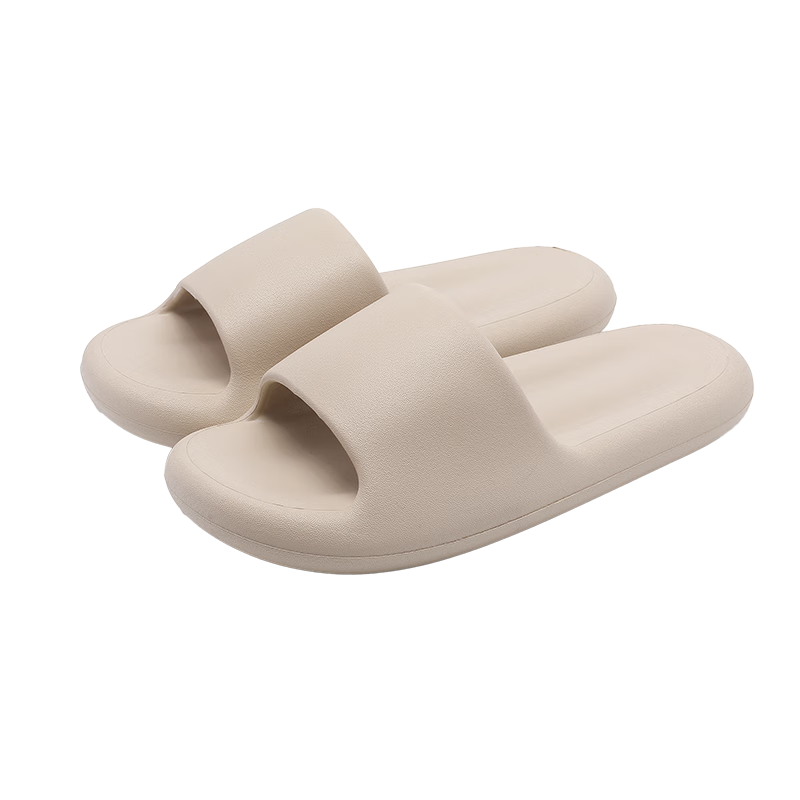 MINISO Unisex Slippers Soft Cushioned Antibacterial Non-Slip Bathroom Home Outdoor Couple Four Seasons Slippers Milk Coffee Size 44-45