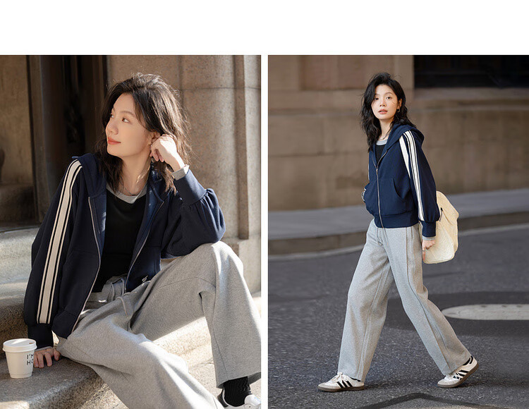 Dme [American Retro Style] Spring Academic Style Woven Strap Patchwork Casual Hooded Slimming Versatile Short Women's Jacket 8